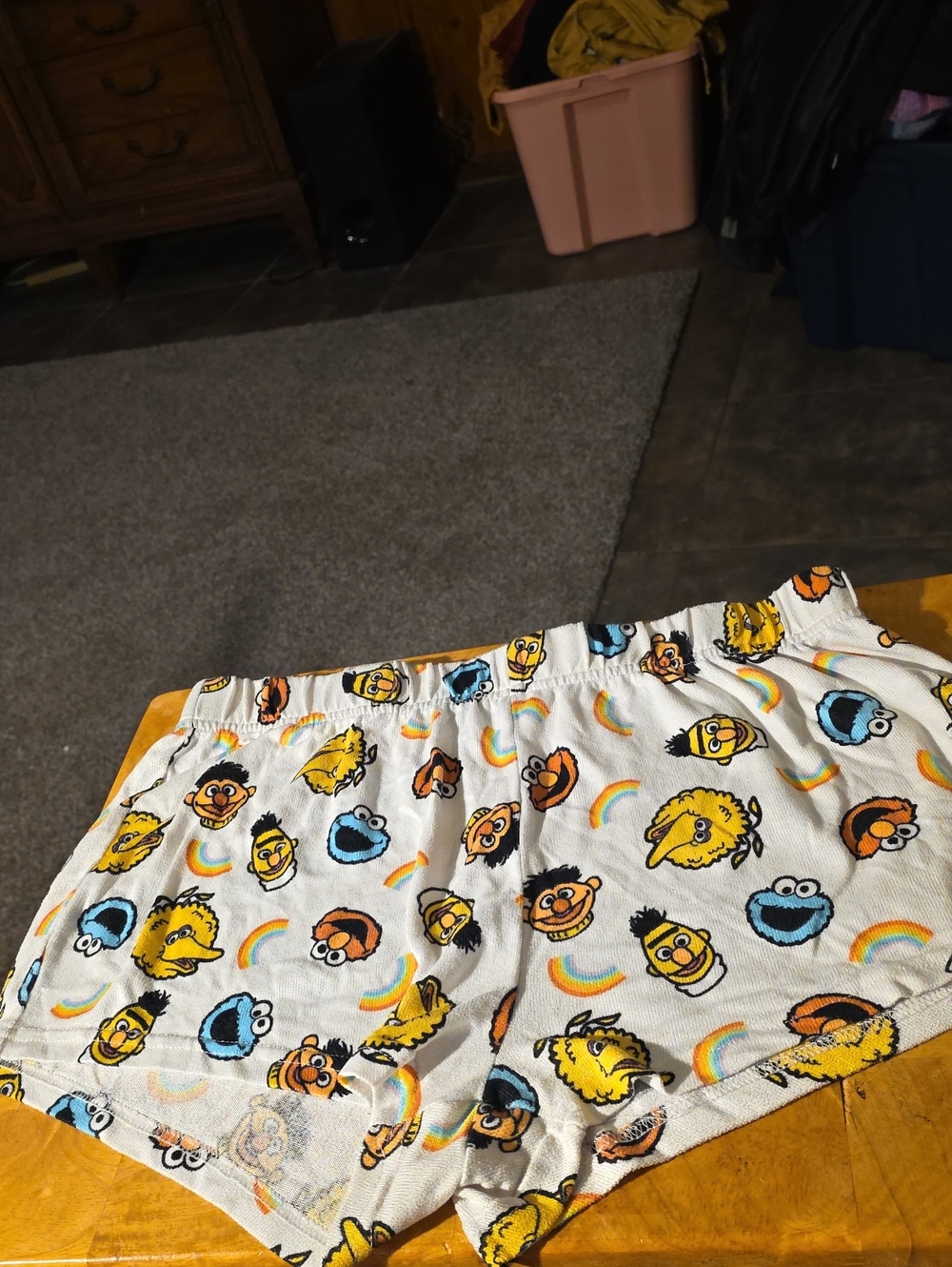 Kids Printed Pajama Shorts with Sesame Street Characters - White Sz 4-6